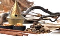 Incense, charcoal and recipient Royalty Free Stock Photo