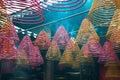 Incense coils hanging in the temple