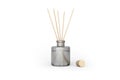 Incense glass jar with sticks inside isolated on white background. Air freshener sticks. Royalty Free Stock Photo