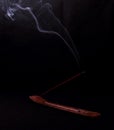 Incense and mystery smoke on black background