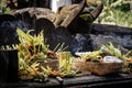 Incense and offerings in a Balinese temple