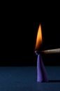 incense is set on fire by a match on a black background Royalty Free Stock Photo