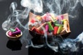Incense smoke, incense sticks cones Royalty Free Stock Photo