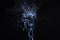 incense stick with blue smoke against black background Royalty Free Stock Photo