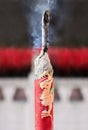 Incense stick with golden dragon, Buddhist temple Royalty Free Stock Photo