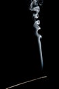 Incense Stick Smoke on Black Background Royalty Free Stock Photo