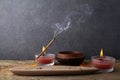Incense stick and smoke from incense burning. Beautiful smoke. Aromatherapy