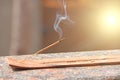 Incense stick and smoke from incense burning. Beautiful smoke. B Royalty Free Stock Photo