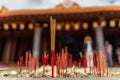 Incense sticks burning in front of Ho Quoc pagoda ( Vietnamese name is Truc Lam Thien Vien), Phu Quoc island, Vietnam