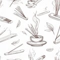 Incense Sticks and Holders Pattern Royalty Free Stock Photo