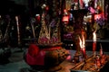 Incense sticks in old chinese temple. Asian traditional culture in shrine Royalty Free Stock Photo