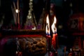 Incense sticks in old chinese temple. Asian traditional culture in shrine Royalty Free Stock Photo