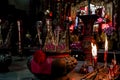 Incense sticks in old chinese temple. Asian traditional culture in shrine Royalty Free Stock Photo