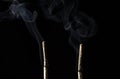 Incense Sticks, smoke blown by wind making abstract and surreal shapes and patterns in smoke