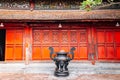 Incense and traditional building at Den ngoc son temple in Hanoi, Vietnam Royalty Free Stock Photo