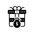 Black solid icon for Incentive, gift box and bonus Royalty Free Stock Photo
