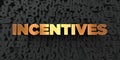 Incentives - Gold text on black background - 3D rendered royalty free stock picture