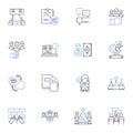 Inception training line icons collection. Dreaming, Levels, Subconscious, Extraction, Inception, Projection, Lucid