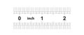 2 inch double-sided ruler. Marking accuracy is one sixteenth of an inch. Imperial grid