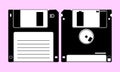 3,5-Inch Floppy Disk or Diskette. Silhouette Illustration Royalty Free Stock Photo