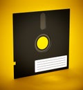 5.25 inch floppy disk isolated on yellow background. 3D illustration Royalty Free Stock Photo