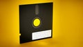 5.25 inch floppy disk isolated on yellow background. 3D illustration Royalty Free Stock Photo