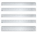 Inch and metric rulers. Centimeters and inches measuring scale cm metrics indicator. Ruler 10 inch and grid 26 cm. Size