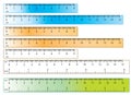 Inch and metric rulers. Centimeters and inches measuring scale. Precision measurement of ruler tools.