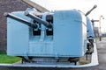 5 inch Royal Navy warship gun on a mount at the Explosion naval firepower museum, Gosport UK Royalty Free Stock Photo
