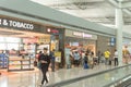 Tobacco tax free store and Dunkin Donuts fast food chain at ICN international airport