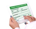 Incident or accident report form on tablet computer. Royalty Free Stock Photo