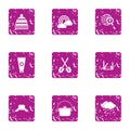 Incident icons set, grunge style Royalty Free Stock Photo