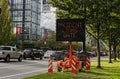 Incident Lions Gate Bridge sign, major traffic jam on West Georgia Street Royalty Free Stock Photo