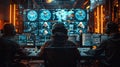 incident response and cybersecurity operations. security teams coordinating response efforts during a cyber attack