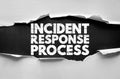 INCIDENT RESPONSE PROCESS text on torn paper background. Cybersecurity and risk management concept for identifying, mitigating, Royalty Free Stock Photo