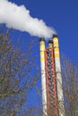 Incinerator chimney emitting smoke Royalty Free Stock Photo