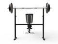 Incline bench with barbell weight - back view