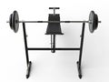 Incline bench with barbell weight - top back view