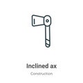 Inclined ax outline vector icon. Thin line black inclined ax icon, flat vector simple element illustration from editable Royalty Free Stock Photo