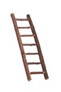 Inclined brown wooden handmade ladder