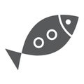 Inclined fish glyph icon, religion and animal, aquatic food sign, vector graphics, a solid pattern on a white background