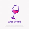 Inclined glass of wine thin line icon