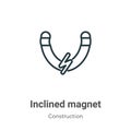 Inclined magnet outline vector icon. Thin line black inclined magnet icon, flat vector simple element illustration from editable