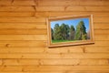 Inclined picture on wooden wall Royalty Free Stock Photo