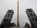 Inclined skyscrapers of business offices in Plaza Castilla in Madrid, Spain