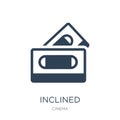 inclined videocassette icon in trendy design style. inclined videocassette icon isolated on white background. inclined