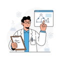 Include scientific icons like an atom and laboratory flasks emphasizing Royalty Free Stock Photo