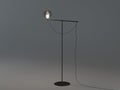 The included floor lamp on a dark background. 3D modeling and visualization of the lamp. 3D rendering.