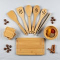 Includes spatulas, spoons, tongs, coasters, and a rectangula Royalty Free Stock Photo