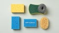 Includes two rectangular yellow and blue sponges both with a Royalty Free Stock Photo